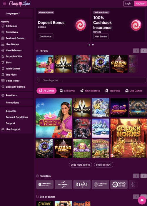 Sweet slots game library Candyland Casino